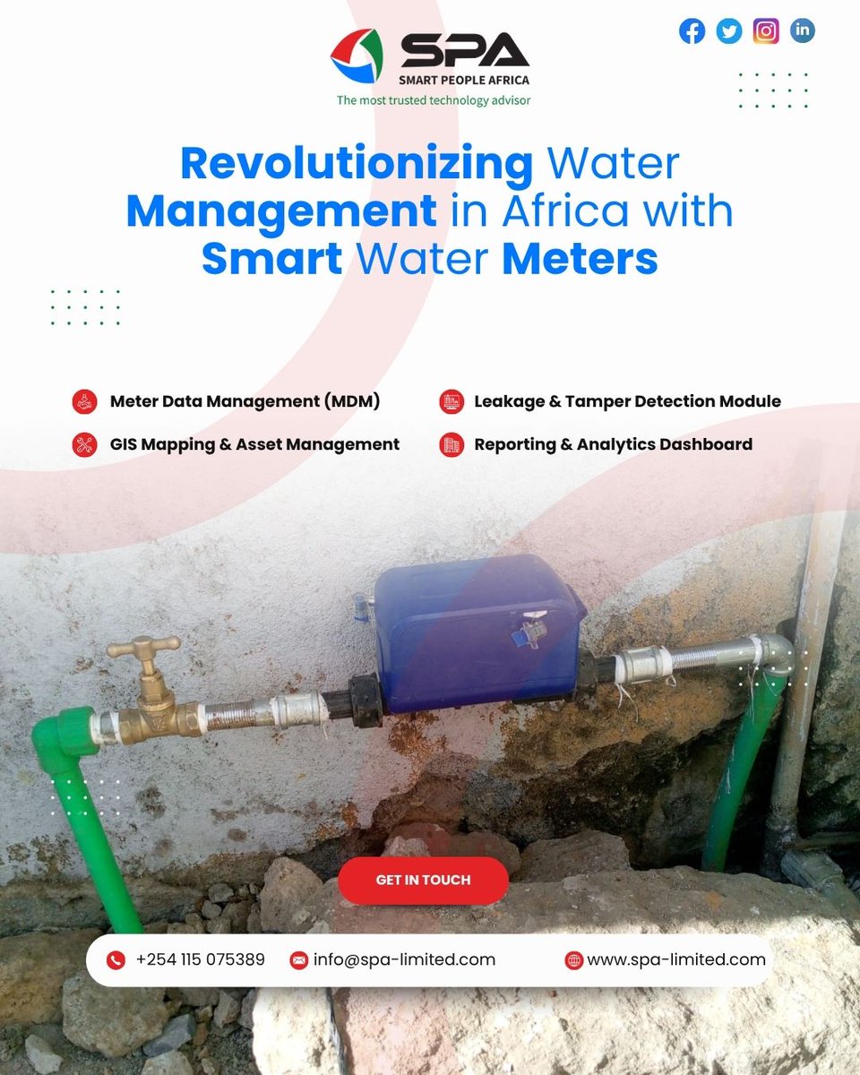 smart_people_ke's tweet image. LET&apos;S MAKE A SMART KENYA!
We&apos;re offering cutting-edge smart water meters tailored for water service providers—boost efficiency, cut losses, and deliver transparent billing with every drop! 💧📡 #SmartWater #UtilitiesTech #SPA