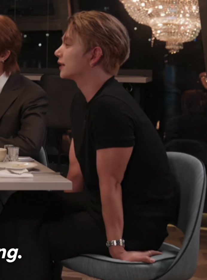 something about joshua wearing fitted plain black shirt