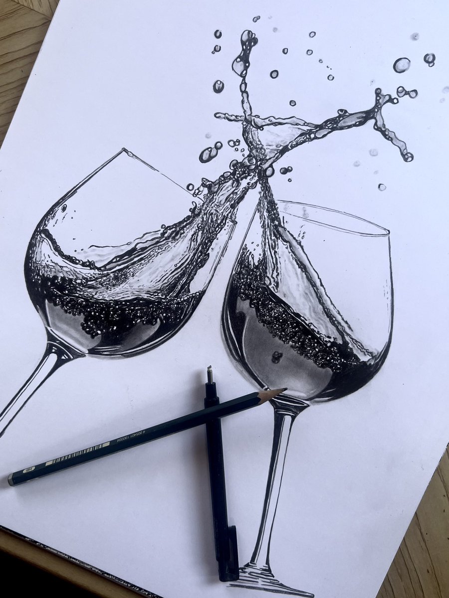 A new Mid-Week #Pencildrawing - return to a classic subject mater for me - “Wine Splash #4” is available now at a ridiculously reduced price here…. 

ebay.us/m/clJLF4