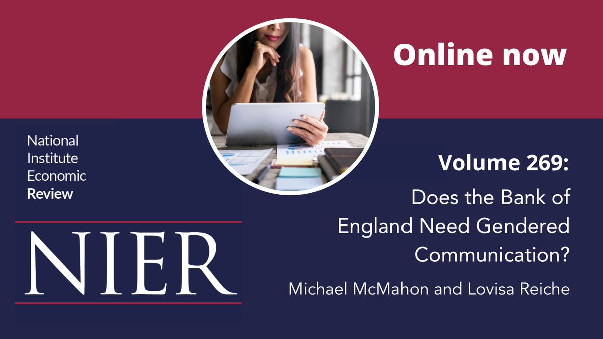 NIER (@niesrreview) on Twitter photo Does the Bank of England need gendered communication? 💬
In this paper from our latest NIER issue, <a href="/OxfordEconDept/">Department of Economics, Oxford</a>'s <a href="/mcmahonecon/">Michael McMahon</a> and <a href="/LovisaReiche/">Lovisa Reiche</a> examine gender differences in inflation expectations, attitudes and responses 👇
cambridge.org/core/journals/… Does the Bank of England need gendered communication? 💬
In this paper from our latest NIER issue, <a href="/OxfordEconDept/">Department of Economics, Oxford</a>'s <a href="/mcmahonecon/">Michael McMahon</a> and <a href="/LovisaReiche/">Lovisa Reiche</a> examine gender differences in inflation expectations, attitudes and responses 👇
cambridge.org/core/journals/…