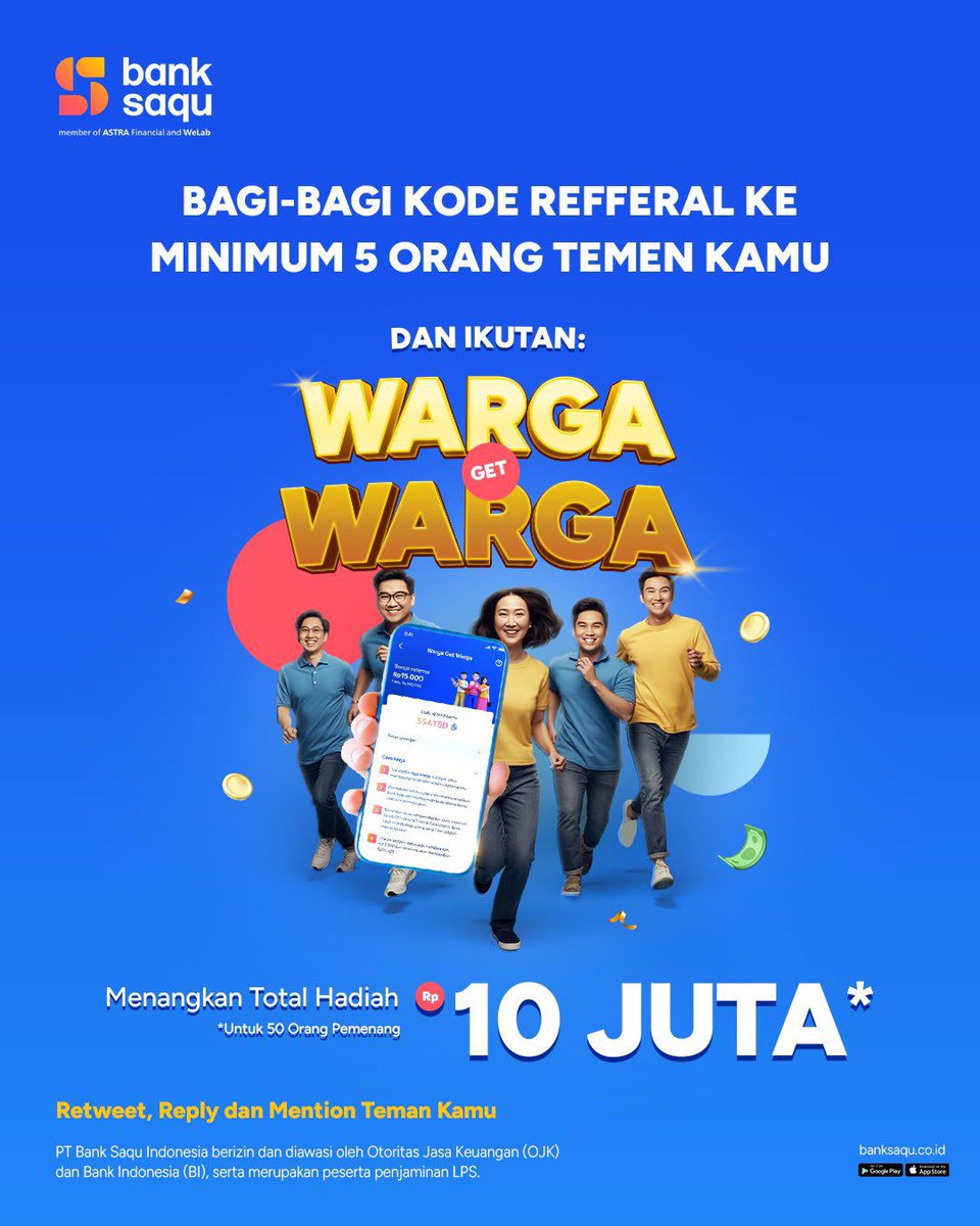 j4mbu11's tweet photo. ingfo guys. Bank Saqu punya program referral. kalo ajak 5 temen buka rekening, masukin kode referral kita, kita bisa dapet sampai 10 juta. Gak ribet, tinggal share link aja. nih cek di sini: 👉 https://t.co/JAg34jWFdN https://t.co/otcJamSzHF