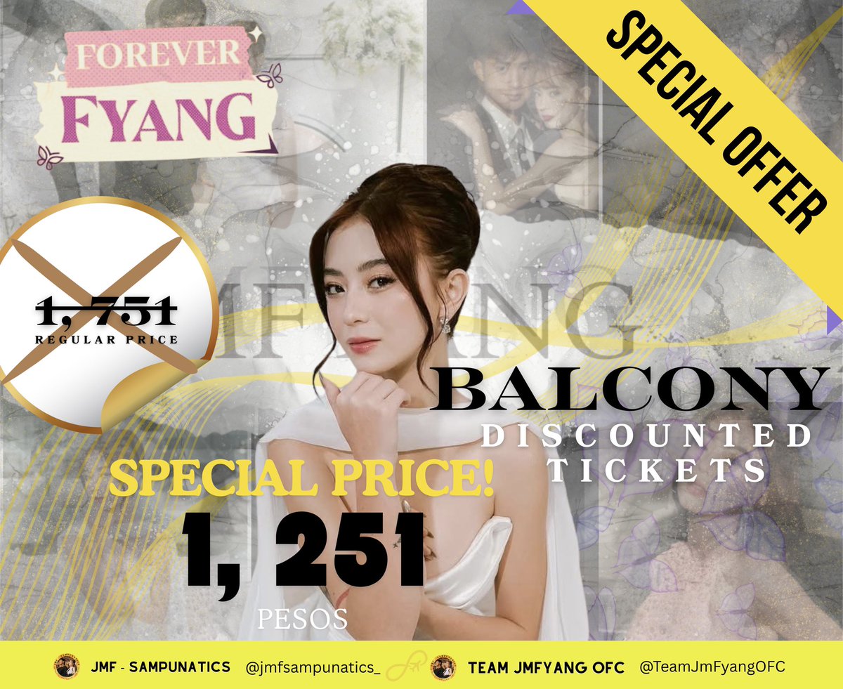 Ms. J 🇭🇰 (@msdi0923) on Twitter photo GOOD NEWS‼️‼️
May chance ka ng makanood ng Concert ni Fyang dahil BAGSAK PRESYO na ang binibenta ng <a href="/TeamJmFyangOFC/">TEAM JMFYANG OFFICIAL</a> !!
Sa gusto bumili e message lang po ang JMFyang OFC or sina <a href="/bananies0000/">bananies ✨💛</a> , <a href="/TagaLikeLang/">Nette 🌙</a> , <a href="/Kimsujinmin/">Sujin Kim✨</a> !
Thank u!! 💛
📣📣📣
SVIP
Regular Price : 4, 266 GOOD NEWS‼️‼️
May chance ka ng makanood ng Concert ni Fyang dahil BAGSAK PRESYO na ang binibenta ng <a href="/TeamJmFyangOFC/">TEAM JMFYANG OFFICIAL</a> !!
Sa gusto bumili e message lang po ang JMFyang OFC or sina <a href="/bananies0000/">bananies ✨💛</a> , <a href="/TagaLikeLang/">Nette 🌙</a> , <a href="/Kimsujinmin/">Sujin Kim✨</a> !
Thank u!! 💛
📣📣📣
SVIP
Regular Price : 4, 266