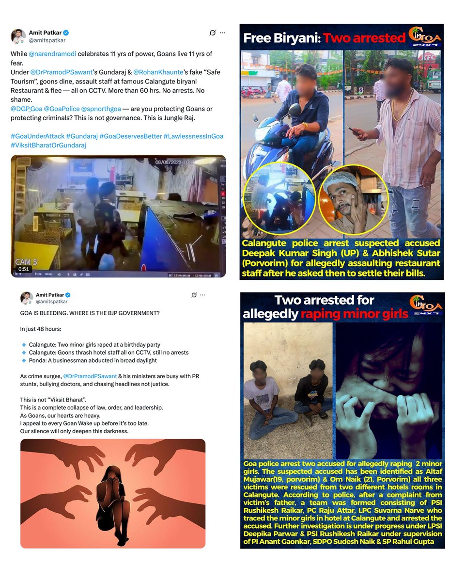 Jacqueline_Dcos's tweet photo. Thank you @amitspatkar, President @INCGoa.

In the Calangute hotel staff assault case, police inaction ended only after your intervention. Within hours of your tweet, the accused was arrested.

This is leadership.

If you're facing injustice, tag Amit Patkar. He listens. He acts. https://t.co/BjvHpLNAFn