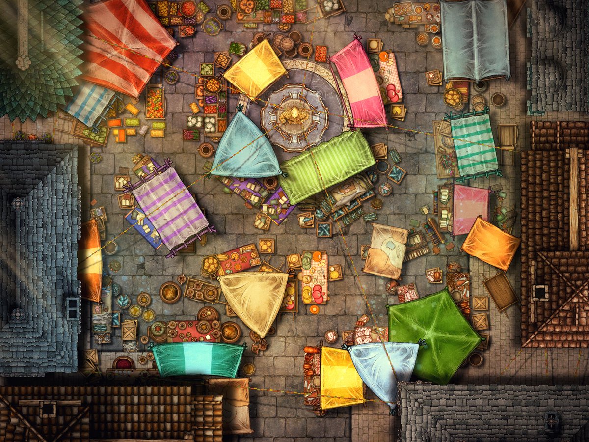 Step into the bustle of Inkarnate 2.0!
 
This is a market battlemap using some of the new and updated assets coming to the Fantasy Battlemaps style!  
 
Inkarnate 2.0 brings a massive overhaul with over 5,000 new and reworked assets.

#inkarnate