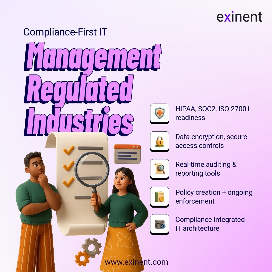 Exinentllc's tweet image. In regulated sectors, compliance is survival. At Exinent, we provide IT environments designed for strict regulatory requirements, with full visibility and peace of mind. No compliance gaps—only audit-ready performance.
Learn More: exinent.com/managed-it-ser…
#HIPAA #SOC2 #ExinentTech
