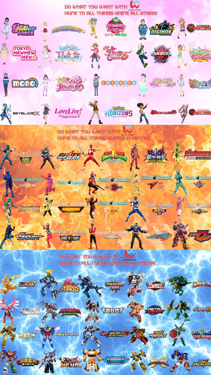 animepowers123's tweet image. DO WHAT YOU WANT with WARWICK STUDIOS!
The rising fan home for all things anime, Tokusatsu, and mecha!
Here is a thread to check out all of my favourite shows:
#WarwickStudios #AnimeAllStars #SuperiorSentai #MarvelousMecha #DoWhatYouWant #DoWhatYouWantWithWarwickStudios
