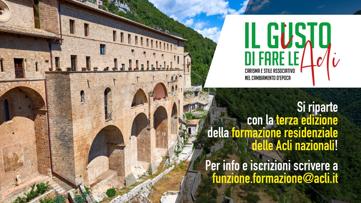 🎓 Torna la formazione estiva delle #ACLI!

Dal 12 al 14 giugno a Subiaco: 3 giorni di laboratori residenziali per riscoprire il carisma ACLI, creare relazioni autentiche e riaccendere l'entusiasmo 🌞
Nuove date fino a settembre! 💙

#EstateACLI #FormazioneACLI