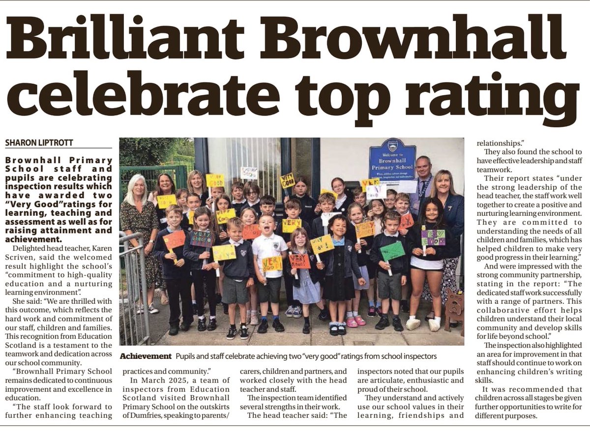 Pontyboy99's tweet image. My wee daughter’s school is officially THE BEST in Dumfries & Galloway. 👌 Best inspection report in the region! 🥳
@DGWGO #DGWGO