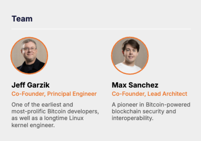 Stacy Muur (@stacy_muur) on Twitter photo Co-founded by <a href="/jgarzik/">Sir Jeff Garzik</a> and <a href="/MaxwellSanchezX/">Maxwell Sanchez</a>, it’s designed for secure, self-custodied Bitcoin DeFi.
Jeff Garzik contributed to Bitcoin’s earliest codebase and the Linux kernel, while Max Sanchez pioneered blockchain security with Proof-of-Proof. Co-founded by <a href="/jgarzik/">Sir Jeff Garzik</a> and <a href="/MaxwellSanchezX/">Maxwell Sanchez</a>, it’s designed for secure, self-custodied Bitcoin DeFi.
Jeff Garzik contributed to Bitcoin’s earliest codebase and the Linux kernel, while Max Sanchez pioneered blockchain security with Proof-of-Proof.
