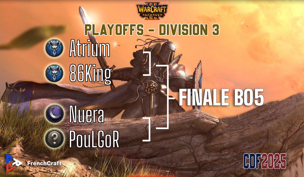Place à la D3 et à ses playoffs ! Première demi-finale à suivre ce soir en LIVE sur Twitch avec Atrium vs 86King, suivi d'un petit Bo3 pour le fun Gaby vs Bwark dans la foulée. 
Deuxième demie ce dimanche, plus d'infos à suivre !