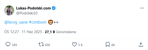 fotomac's tweet photo. Lukas Podolski'nin paylaşımı.

"Leroy Sane, Cimbom🦁👀" https://t.co/nAziOe2UFC