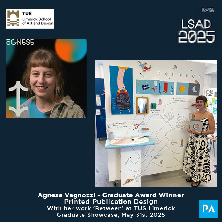 We chose Agnese Vagnozzi - bit.ly/4mL4FEN from Graphic Design Communication at Limerick School of Art &amp; Design as the winner of the Grad Award for ‘Printed Publication Design’ for her piece ‘Between’. <a href="/LSADatTUS/">Limerick School of Art and Design, TUS</a>

Read our interview with her here: bit.ly/3Zs5nfZ