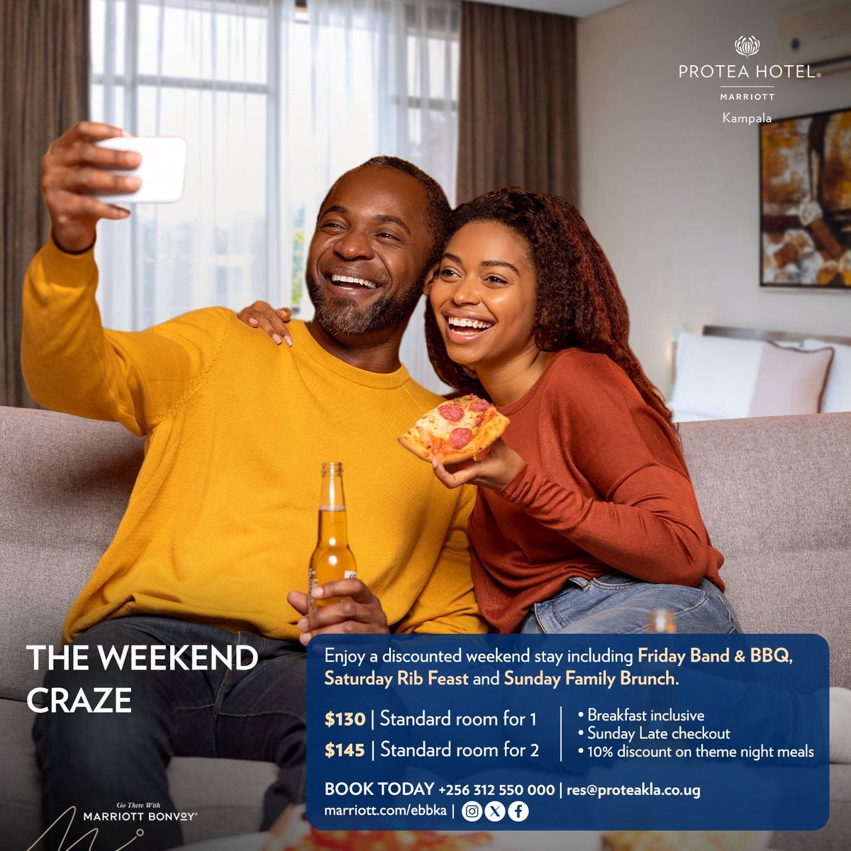 It’s only Wednesday, but the weekend is calling!
Get ahead &amp; book your weekend escape.

Enjoy a full experience with:
Friday Band &amp; BBQ | Saturday Rib Feast | Sunday Family Brunch

Rooms from just $130 (breakfast included)
Plus: Late Sunday checkout + 10% off theme night meals!