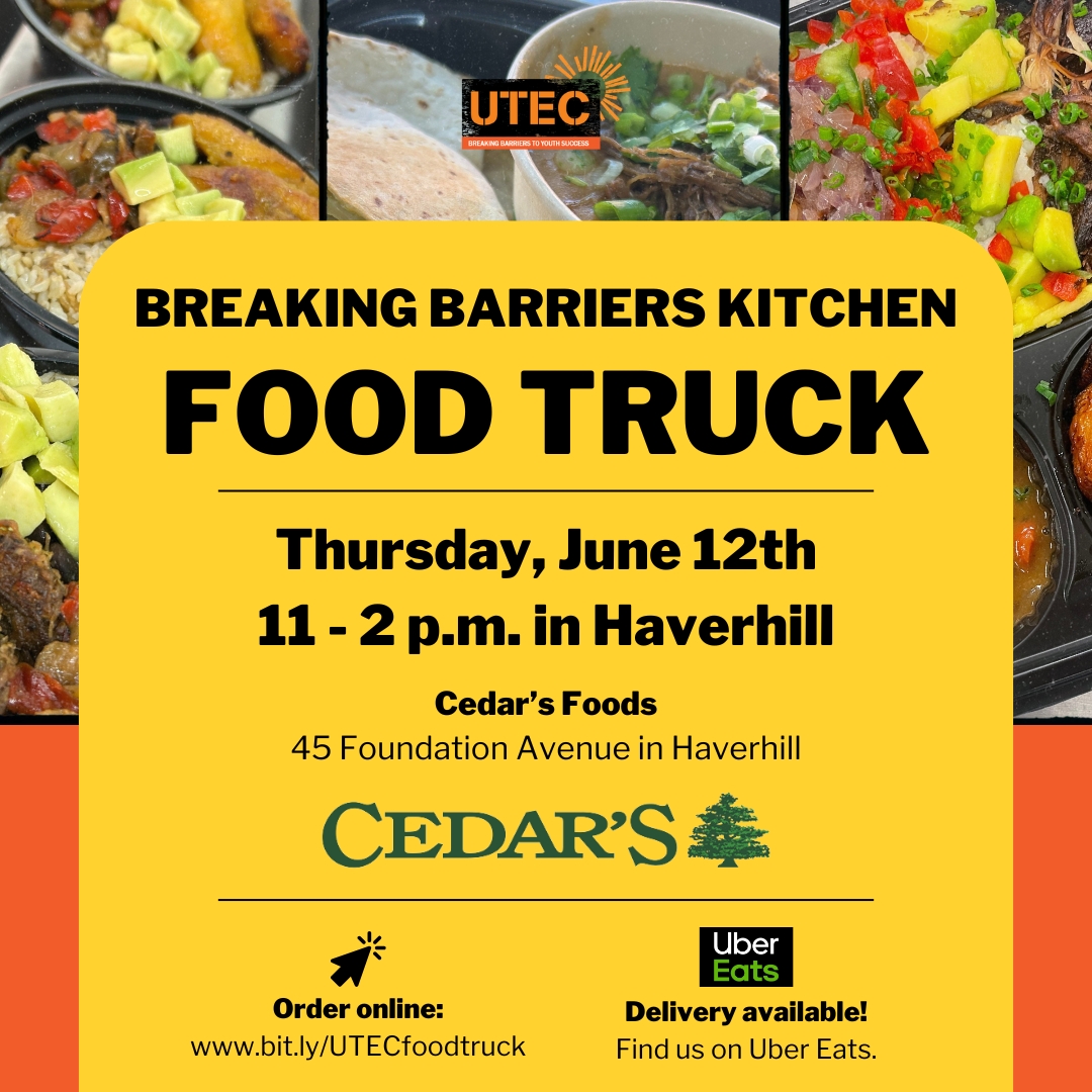 Open to the public! Our food truck will be at @Cedarsfoods in Haverhill TOMORROW! Click to see the menu and order online: bit.ly/UTECfoodtruck

#breakingbarriersfoodtruck #lunch #foodtruck #haverhill #