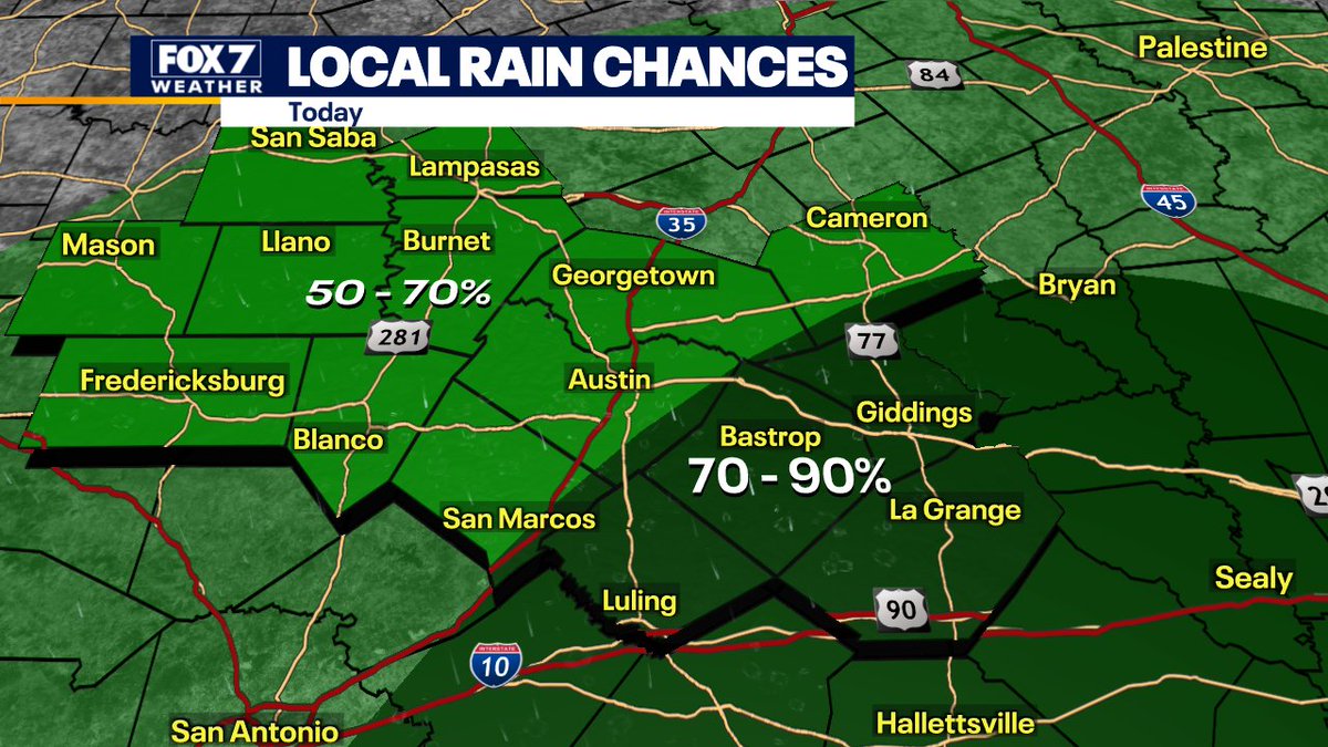 Local rain chances for the next 24 hours.