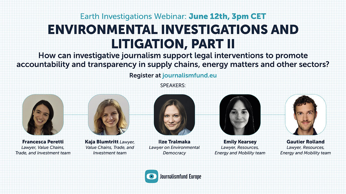 Global Investigative Journalism Network (@gijn) on Twitter photo ‼️ Tomorrow, join <a href="/journalismfund/">Journalismfund Europe</a>'s webinar to hear from <a href="/ClientEarth/">ClientEarth</a>'s lawyers on how journalistic evidence on supply chains, deforestation, and pollution can be used in litigation, and much more.
🗓️ Register now: twp.ai/4ioQ2d ‼️ Tomorrow, join <a href="/journalismfund/">Journalismfund Europe</a>'s webinar to hear from <a href="/ClientEarth/">ClientEarth</a>'s lawyers on how journalistic evidence on supply chains, deforestation, and pollution can be used in litigation, and much more.
🗓️ Register now: twp.ai/4ioQ2d