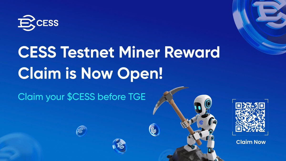 CESS_Storage's tweet image. 🚨 Miner Rewards Update! #CESS Testnet miners can now check their eligible addresses and rewards for each round — and begin claiming $CESS directly via our official claim page.

Claim now: cess.network/earn/

🪙 Claim before TGE &amp;amp; don’t miss your $CESS rewards! Remaining…