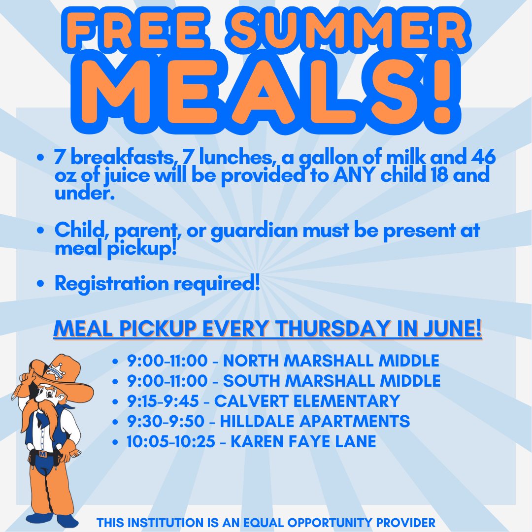 This Thursday, June 12th, is the next FREE summer meal pick-up!