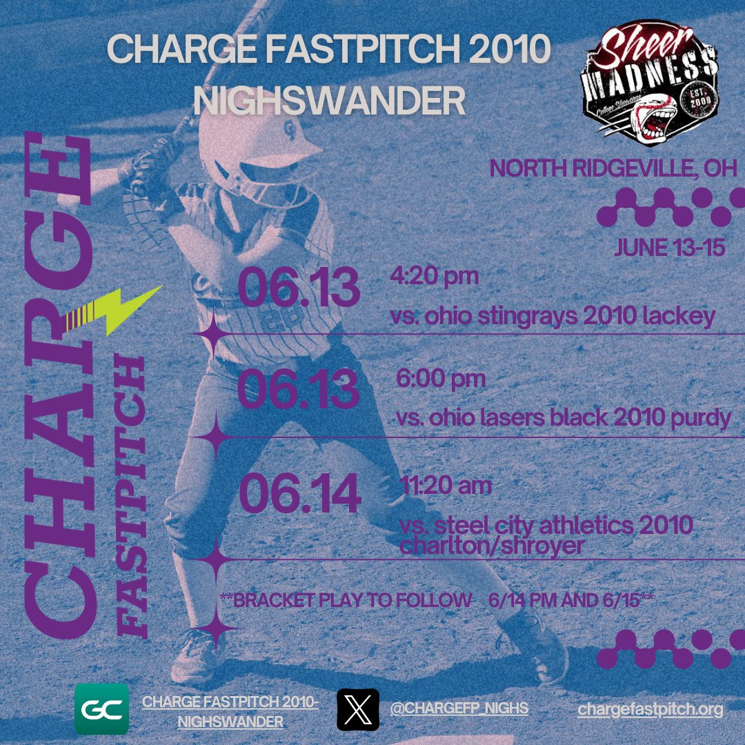 First weekend back at Sheer Madness Showcase in North Ridgeville, OH!! 🥎
Follow along live on GameChanger: web.gc.com/teams/qY7UvSoR…

Pool play starts Friday afternoon - Bracket play starts Saturday afternoon.