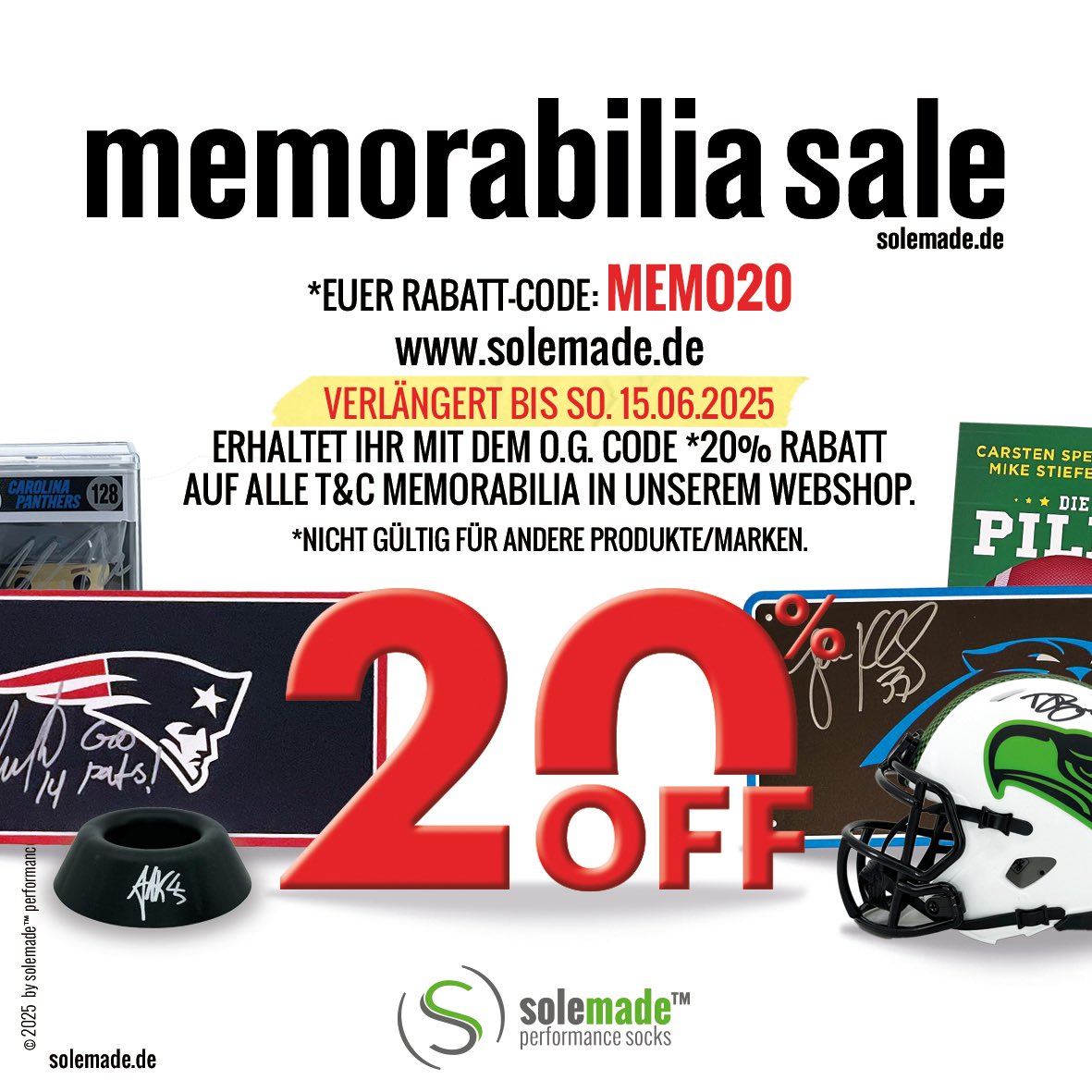#memorabiliasale - Noch bis kommenden Sonntah: T&amp;C Memorabilia-Sale mit 20% Rabatt, auf alle T&amp;C Memorabilia.

Rabatt-Code:   MEMO20

solemade.de/c/t-und-c-spor…

- - -
#solemade #autogramme #autographs #memorabilia #sportsmemorabilia #forthegoodcause #ShopNow #sale #BlowoutSale