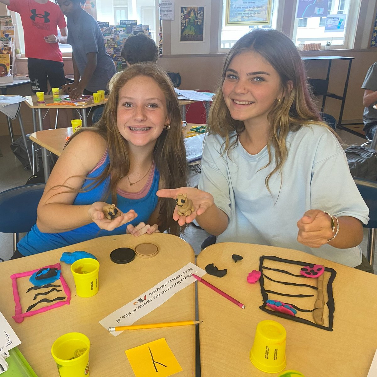 In Profe York's 8th-grade Honors #Spanish class, students engaged in a hands-on, interpretive activity designed to deepen their comprehension skills. After reading a passage in Spanish, students used <a href="/PlayDoh/">Play-Doh</a> to sculpt scenes from the story. This creative task encouraged students