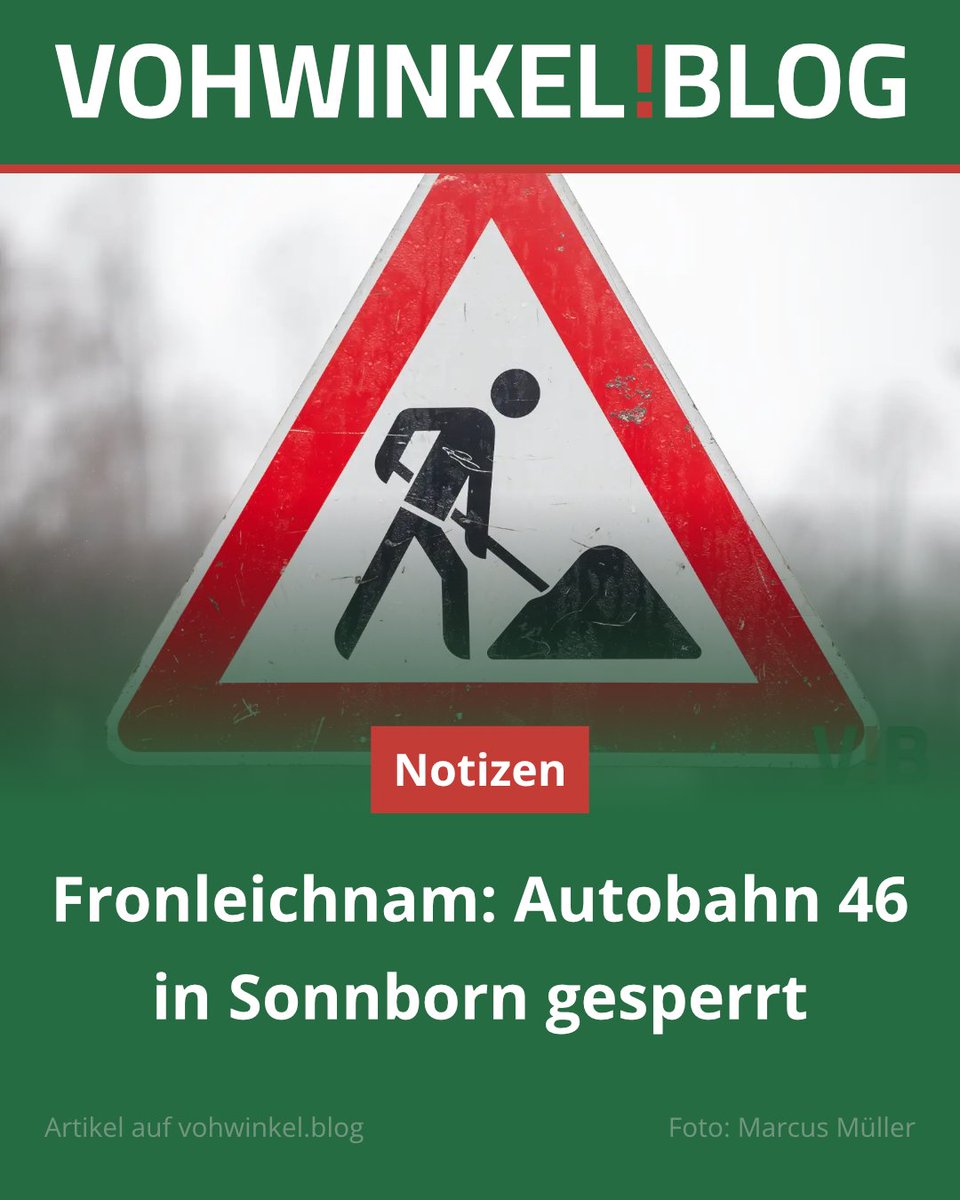 Am langen Fronleichnamswochenende wird es wieder eine Vollsperrung der Autobahn 46 im Sonnborner Kreuz geben.

Zum Artikel geht's hier:
wupper.link/ewqgd

#Wuppertal #Vohwinkel #Sonnborn #Autobahn #SonnbornerKreuz #Autobahn46 #A46 #Landesstraße418 #L418 #Baustelle #Sperrung