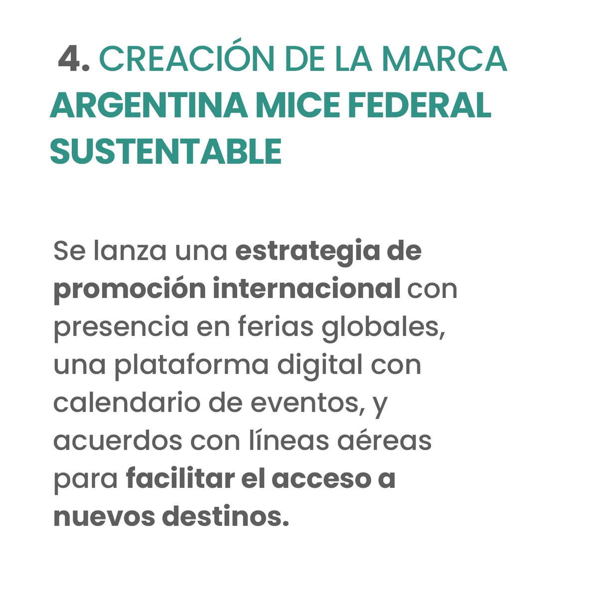 Impulsamos una Ley de Promoción y Desarrollo del Turismo de Convenciones y Eventos Internacionales en Argentina. Queremos que más provincias como Jujuy, San Juan, Chaco o Neuquén puedan ser sede de congresos, ferias y convenciones internacionales.

El proyecto propone incentivos