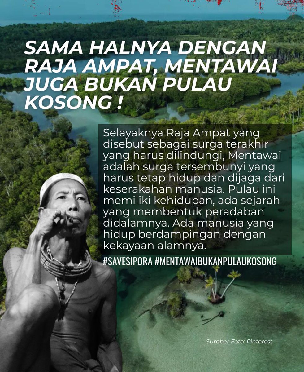 LbhPadang's tweet photo. Mentawai juga direncanakan akan dihancurkan selayaknya raja ampat dihancurkan. Hutan yang menjadi ruang penghidupan masyarakat mentawai akan dibabat habis melalui perizinan yang dimiliki oleh PT. Sipora Permata Sejahtera.

#Mentawaibukanpulaukosong
#savesipora https://t.co/zrvQTutCWo