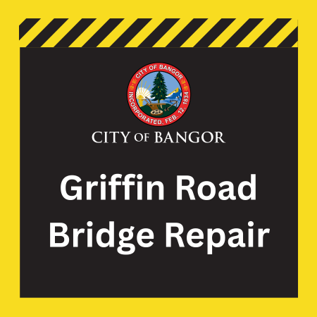 CityofBangorME's tweet photo. #HeyBangor  Detours will be in place for the next several weeks along Griffin Road as work is done on the Bulls Eye Bridge. Eastbound traffic currently is being detoured and signs are directing motorists. 
More information is available about the work: https://t.co/z5fYz3ao2o https://t.co/a9mtvAV8H5
