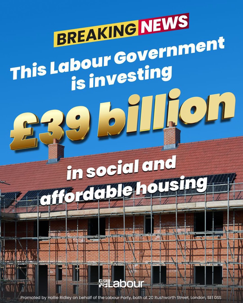 patmcfaddenmp's tweet image. Everybody wants to have a home.
Since I became an MP 20 years ago a shortage of affordable housing has been one of the biggest issues facing my constituents.
Today the Labour Government begins to put that right with the biggest investment in new social housing for decades.