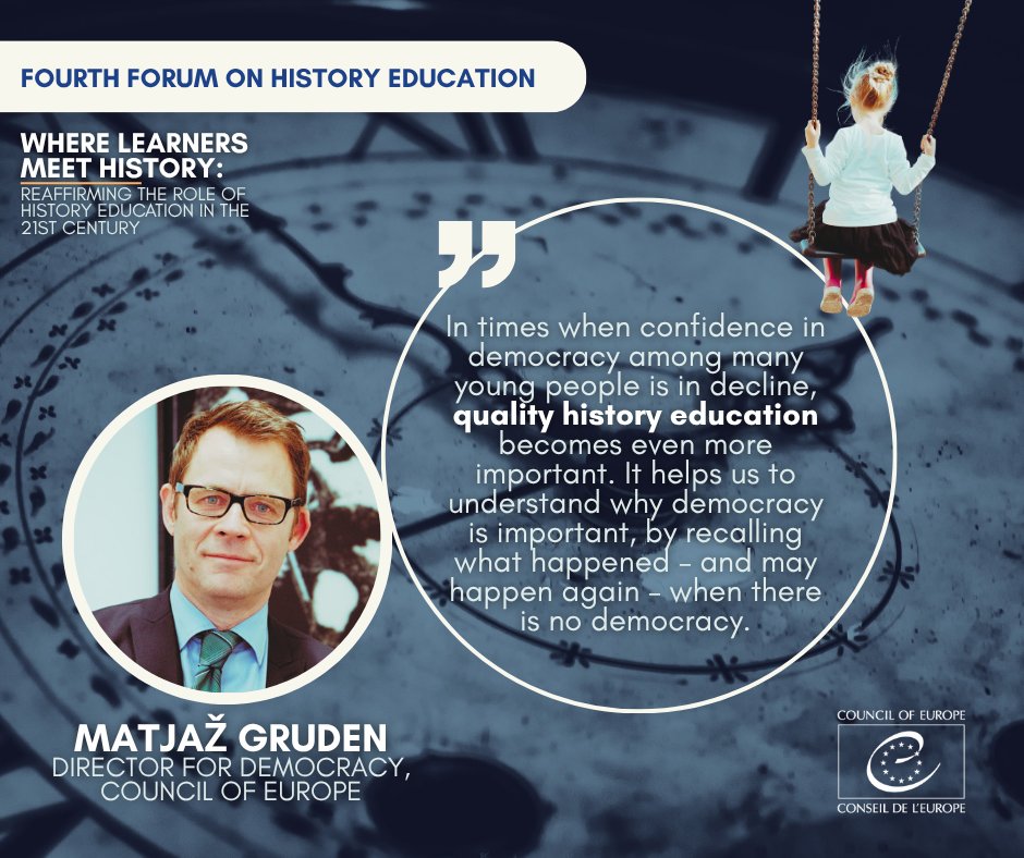 “This Forum   will help us to reaffirm the ethical foundations of how we teach history, and   to place learners at the heart of that mission.” - Matjaž Gruden <a href="/CoeGruden/">MatjazGrudenCOE</a>, Director   for Democracy <a href="/coe/">Council of Europe</a> just opened the 4th Forum on history   education, kicking off today in