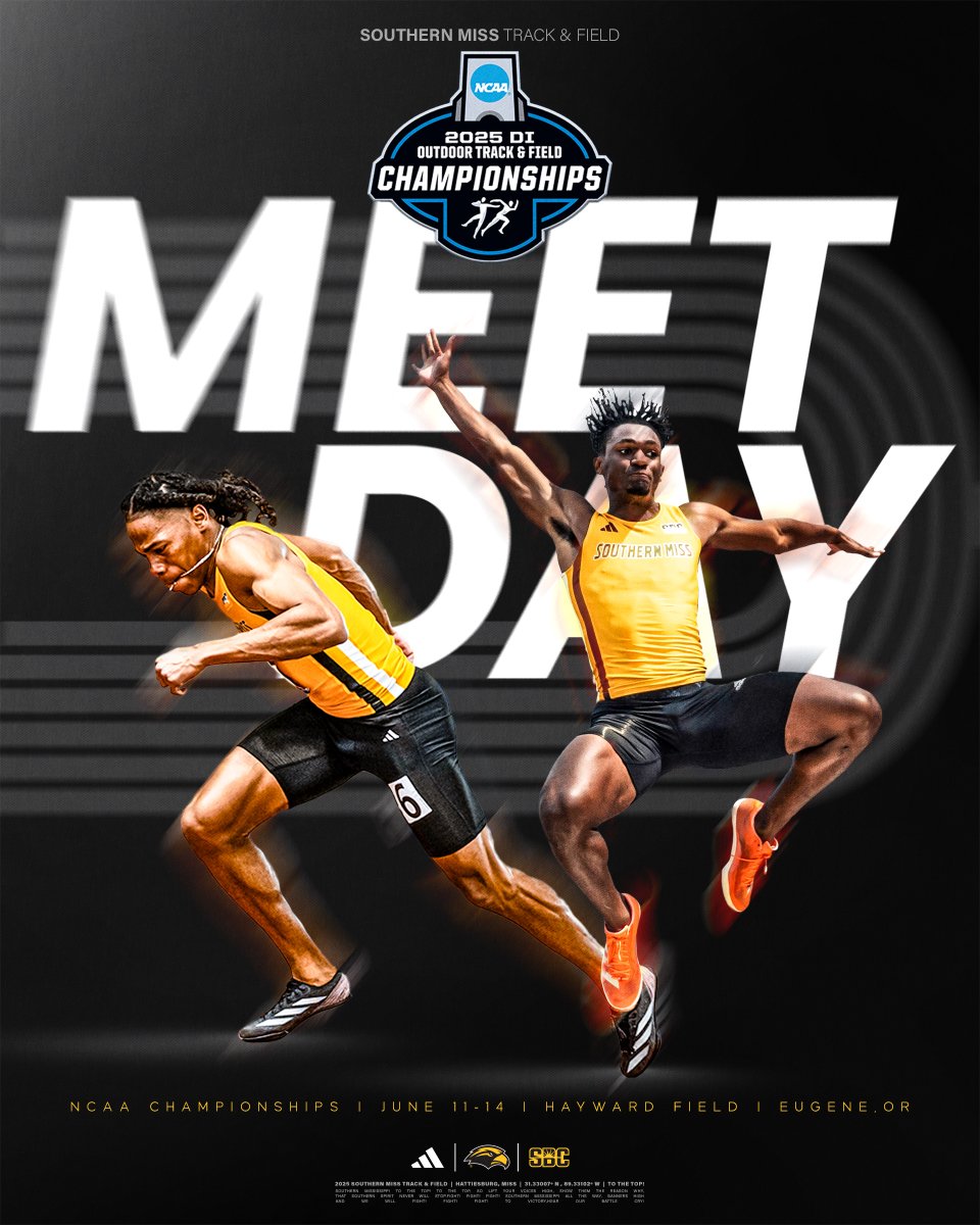 𝐓𝐇𝐄. 𝐓𝐈𝐌𝐄. 𝐈𝐒. 𝐍𝐎𝐖.

👟 | NCAA DI Outdoor Championships
📍 | Hayward Field | Eugene, OR
⌚️ | 7:40 CST
🎥 | ESPN (Kelsey) &amp; ESPN+ (De'Aundre)
📶 | rtspt.com/ncaa/d1outdoor…

#SMTTT