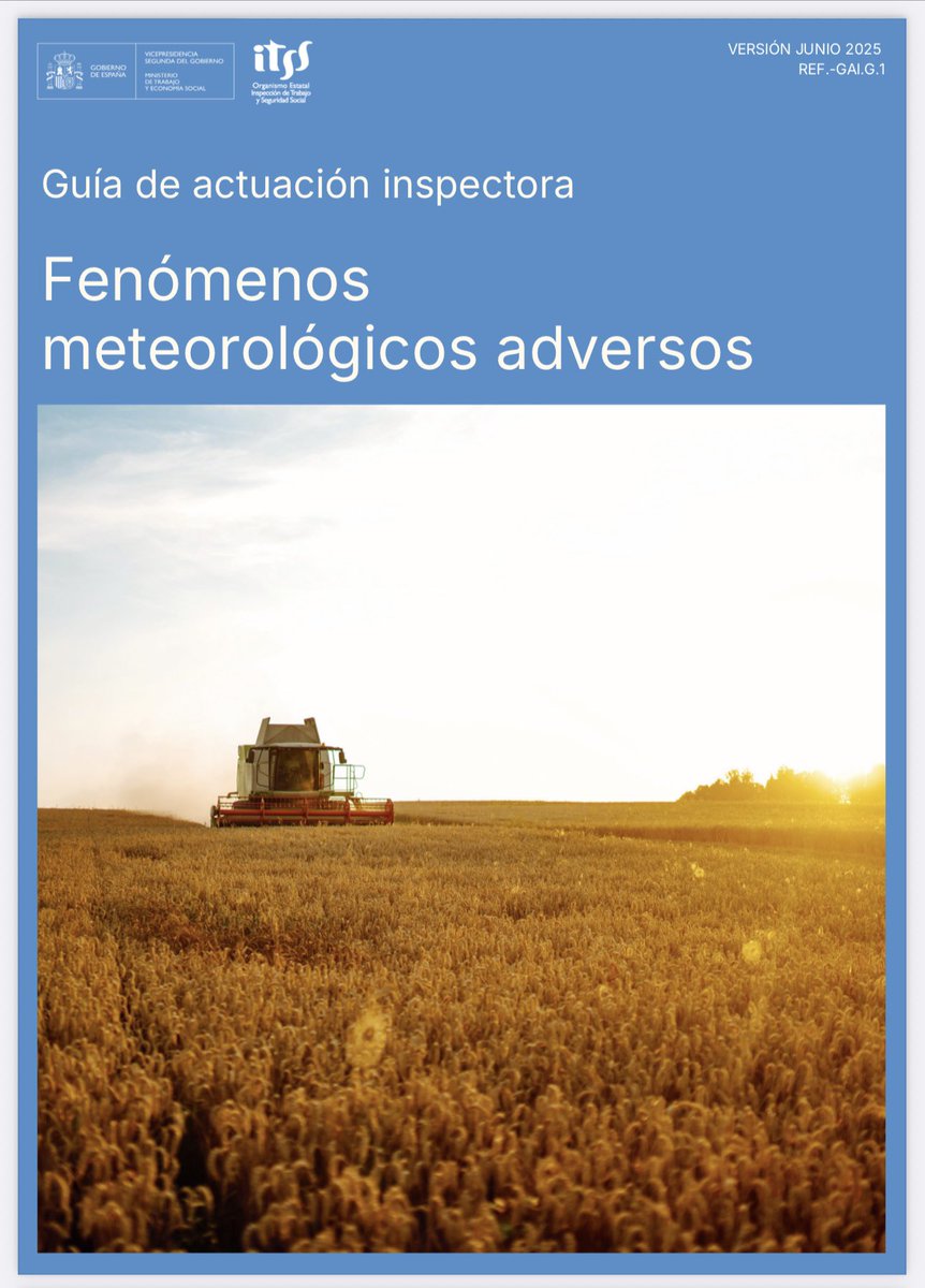 📚 Guía de actuación inspectora sobre fenómenos meteorológicos adversos (FMA)" de la Inspección de Trabajo y Seguridad Social. 

Aquí podéis descargarla ⬇️

🔗mites.gob.es/itss/ITSS/ITSS…