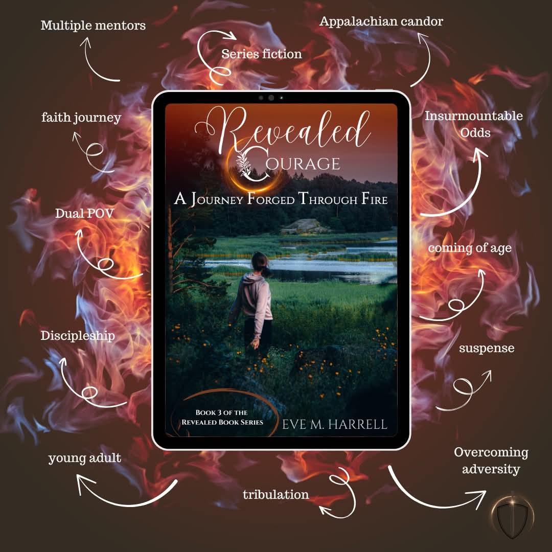 Reading this amazing book #revealedcouraged third book in the series by Eve M Harrell.