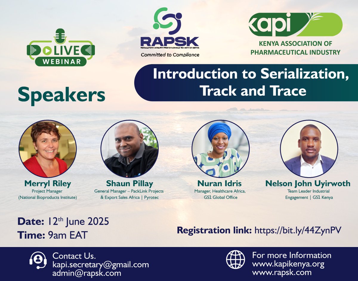 📢 Upcoming Webinar Alert!

Topic: Introduction to Serialization, Track &amp; Trace in Pharmaceuticals

🗓️ 12th June | 🕘 9:00 AM (EAT)

Join us  tomorrow:

📲 Secure your spot today!

🔗 Register here: bit.ly/44ZynPV

#PharmaWebinar #TrackAndTrace #Serialisation