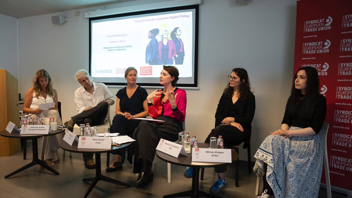 In 3⃣ workshops we explored:

🇪🇺EU leadership in shaping an inclusive digital ecosystem
👩‍💻 AI’s impact on women’s safety, health &amp; equality   📚 AI literacy from trade union &amp; civil society perspectives

Find more information &amp; our #gender studies here👇
futureofwork.fes.de/our-projects/g…