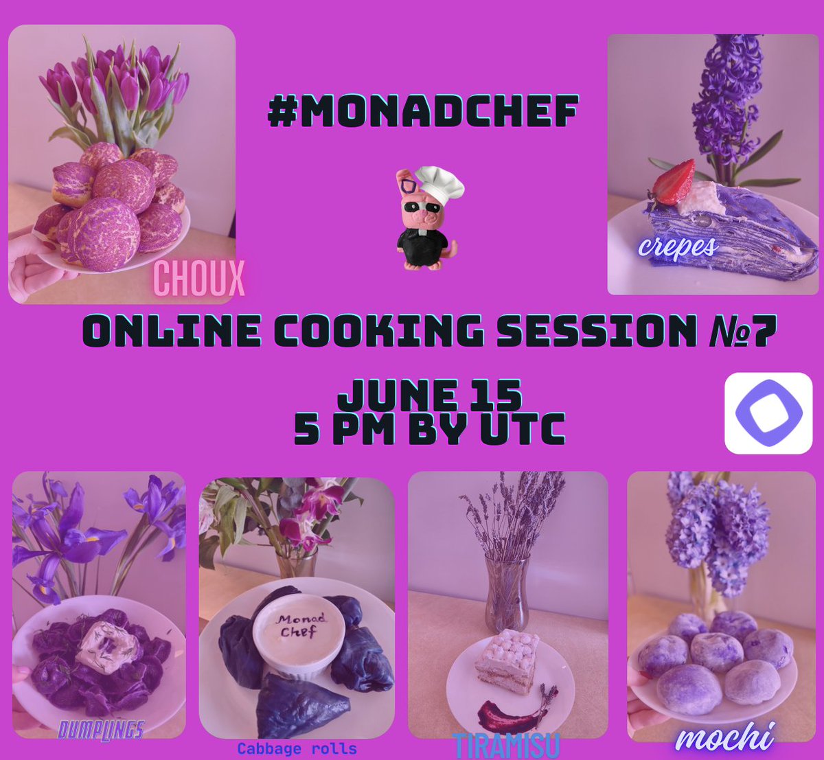 nas91110's tweet image. Monad Chef 👨‍🍳👩‍🍳Session №7.
Where: Monad Discord 💜
Voice : Lambline

This Sunday June 15 📅
5 PM UTC ⏱️

Don’t miss it - it’s might to be hot 🔥

#MonadChef #Monad #Chef #Cooking #Web3