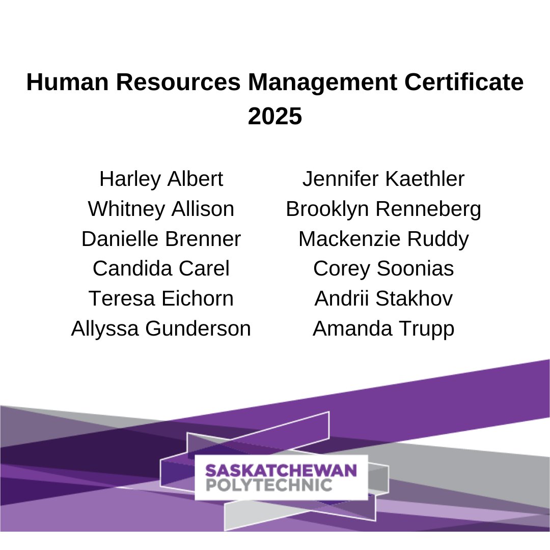 CPHRSK's tweet image. 🎉Congratulations to the 2025 HR graduates from @SaskPolytech🎉.

Are you an HR student? Interested in becoming a member?
Visit ow.ly/P6kQ50JrYbL

#StudentMembers #ClassOf2025 #CPHR #HR #HumanResources #PeopleLeadingBusiness