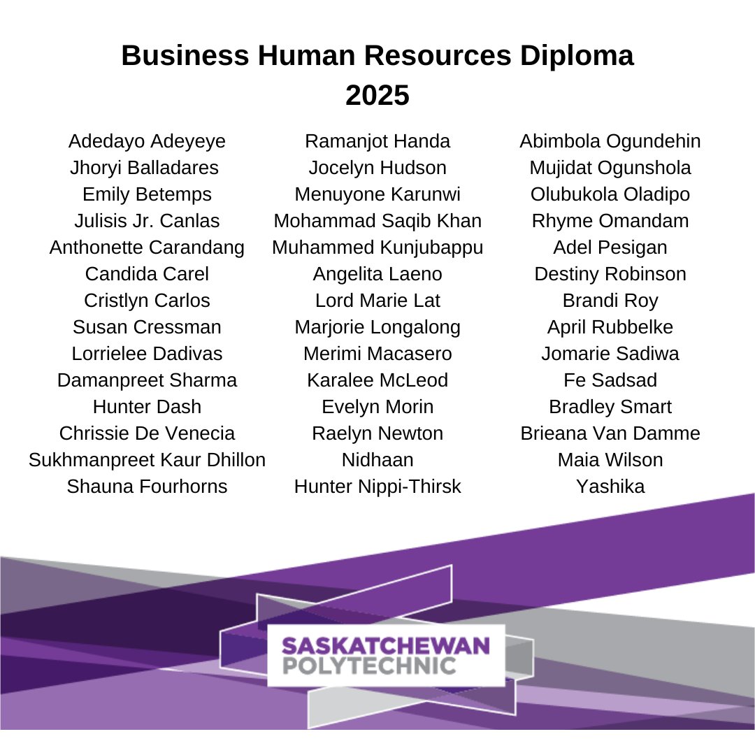 CPHRSK's tweet image. 🎉Congratulations to the 2025 HR graduates from @SaskPolytech🎉.

Are you an HR student? Interested in becoming a member?
Visit ow.ly/P6kQ50JrYbL

#StudentMembers #ClassOf2025 #CPHR #HR #HumanResources #PeopleLeadingBusiness