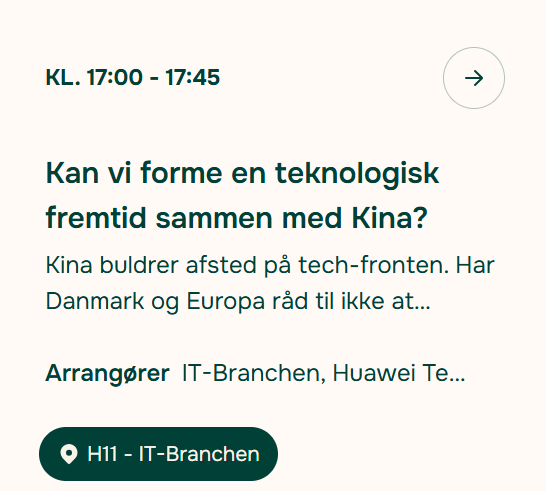 Jeg har selv et arrangement fredag kl. 17:00 på folkemødet. Men har du ikke noget på programmet vil jeg opfordre dig til at møde op til dette arrangement og spørge <a href="/Huawei/">Huawei</a> repræsentanten, om han er stolte af deres overvågningsindsats i Xinjiang Provinsen  #dkpol