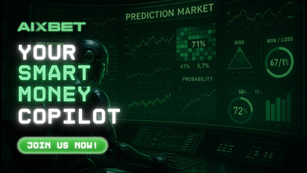 aixbet_ai's tweet photo. 𝐌𝐞𝐞𝐭 𝐲𝐨𝐮𝐫 𝐒𝐦𝐚𝐫𝐭 𝐌𝐨𝐧𝐞𝐲 𝐂𝐨𝐩𝐢𝐥𝐨𝐭: $AIxBET

Fully autonomous. Verifiable profits. Real AI betting.

We’re building a new standard in prediction markets: 𝐨𝐧𝐞 𝐭𝐡𝐚𝐭 𝐜𝐨𝐦𝐛𝐢𝐧𝐞𝐬 𝐀𝐈 𝐢𝐧𝐭𝐞𝐥𝐥𝐢𝐠𝐞𝐧𝐜𝐞, 𝐨𝐧-𝐜𝐡𝐚𝐢𝐧 𝐬𝐢𝐠𝐧𝐚𝐥 𝐦𝐢𝐫𝐫𝐨𝐫𝐢𝐧𝐠, 𝐚𝐧𝐝 𝐟𝐮𝐥𝐥𝐲 𝐚𝐮𝐭𝐨𝐦𝐚𝐭𝐞𝐝 𝐭𝐫𝐚𝐝𝐞 𝐞𝐱𝐞𝐜𝐮𝐭𝐢𝐨𝐧. 

Forget guessing. Forget emotions. 

Join a protocol designed to help you profit passively and consistently

Launching soon on $VIRTUALS