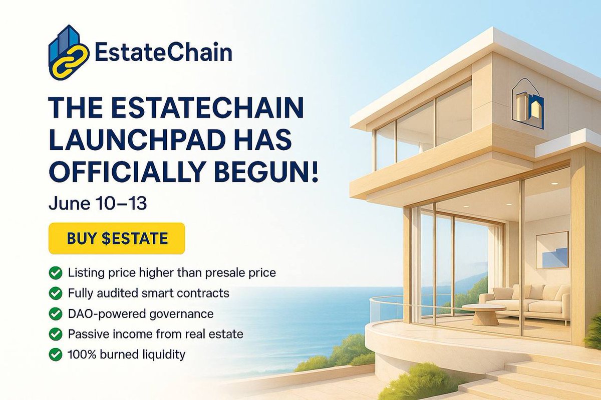 IamAnchau's tweet photo. @YisusCryptos Now imagine being early to real estate investing on-chain too.
That's what $ESTATE by @Estate_Chain_ is building on Solana.
- Tokenized properties
- Passive income
- DAO governance
#WeAreEarly #Solana #EstateChain https://t.co/MZ30N7SdxY