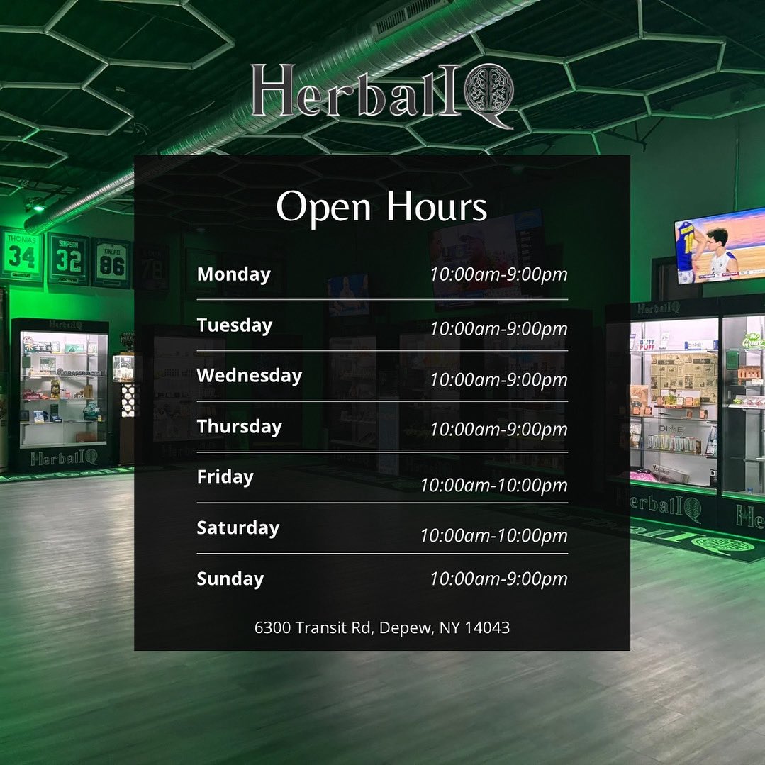 herbaliq's tweet image. Our hours may have changed since you last checked ✅ Don’t worry, we’re open 7 days a week! 🙌🌿

📍 6300 Transit Rd, Depew, NY 14043
🖥️ herbaliq.org

#hours #hoursoffun #wednesday #humpday #newlocation #newbuild #visit #herbaliq #experience #buffalony #716 #depewny…