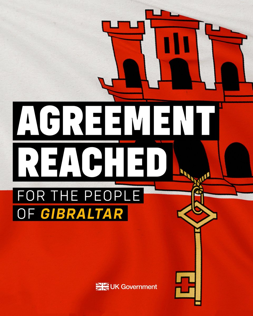 📢 Agreement reached for people of Gibraltar 🇬🇮🤝

✅ Securing Gibraltar's economy and way of life for the long-term.

✅ Safeguarding Gibraltar's sovereignty as part of the UK family.