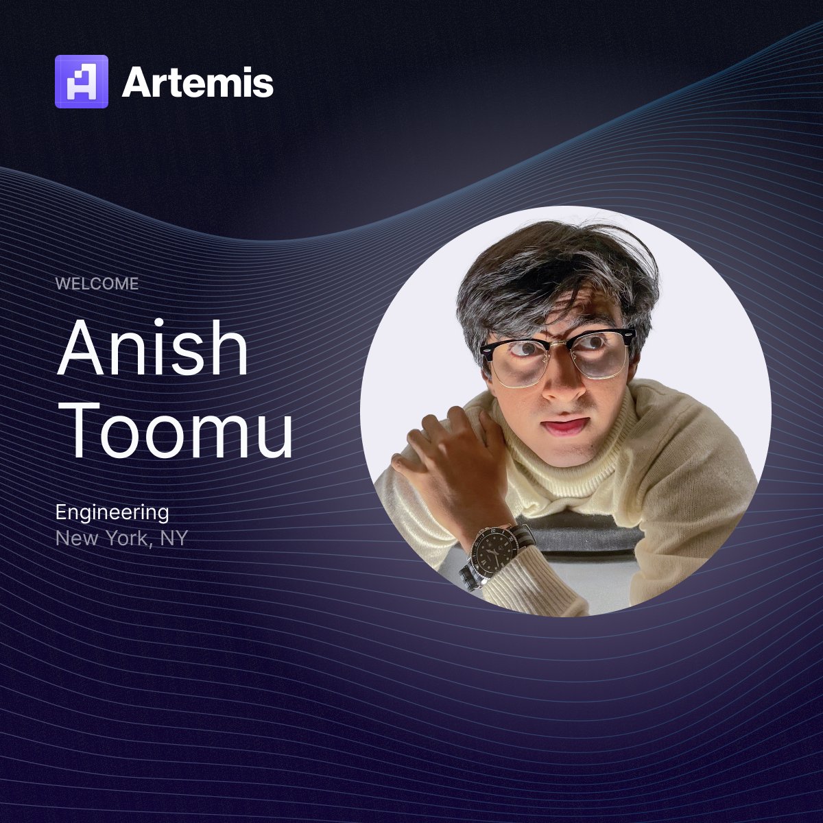 artemis's tweet photo. Please welcome Anish Toomu to Artemis!

Anish joins Artemis as a Software Engineering Intern, where he'll be contributing to help build and scale our data platform.

Outside of work, Anish builds fighting game controllers, and he used to be a part of a manga scanlation group.

Join us in welcoming Anish!