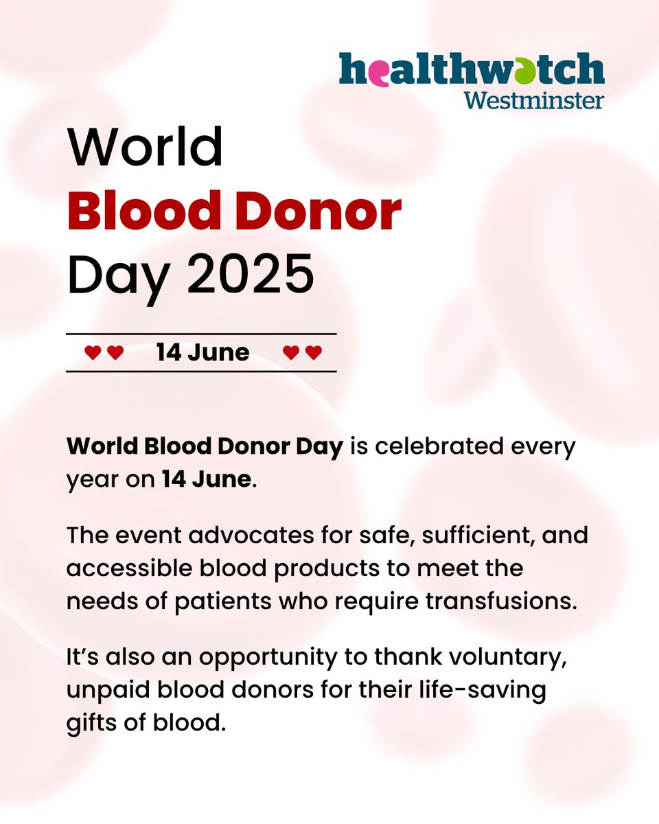 World Blood Donor Day is celebrated annually on 14 June to advocate for the critical need for life-saving blood donations and to thank voluntary, unpaid blood donors for their contribution to society.

Find out more about blood donations by visiting blood.co.uk/why-give-blood/