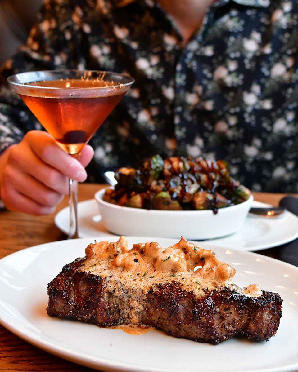 Ready to celebrate Dad this weekend? Enjoy our 14 oz. Dry-Aged New York Strip topped with rich Bourbon Bacon Butter — available June 13-15. Reserve your table now: bit.ly/4dClo8V