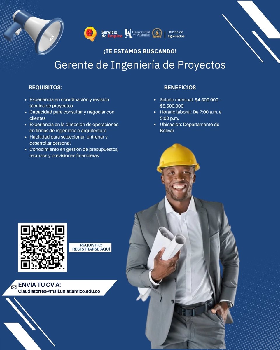 🔍 ¡Estamos buscando un líder estratégico en ingeniería!
¿Tienes experiencia dirigiendo equipos técnicos, gestionando presupuestos y liderando proyectos de alto impacto? Esta oportunidad es para ti.

📍Ubicación: Bolívar
💼 Cargo: Gerente de Ingeniería de Proyectos
💰 Salario: