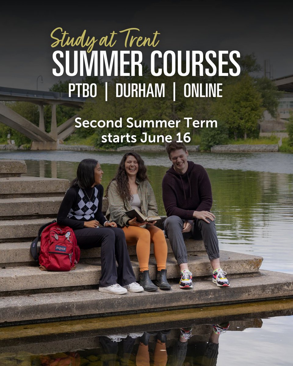 Study this summer at #TrentU! 📚 Looking to expand your knowledge base, get a head start, lighten your course schedule, or make up a few credits? Register for 2025 Summer Courses today! Second summer term courses start June 16.
