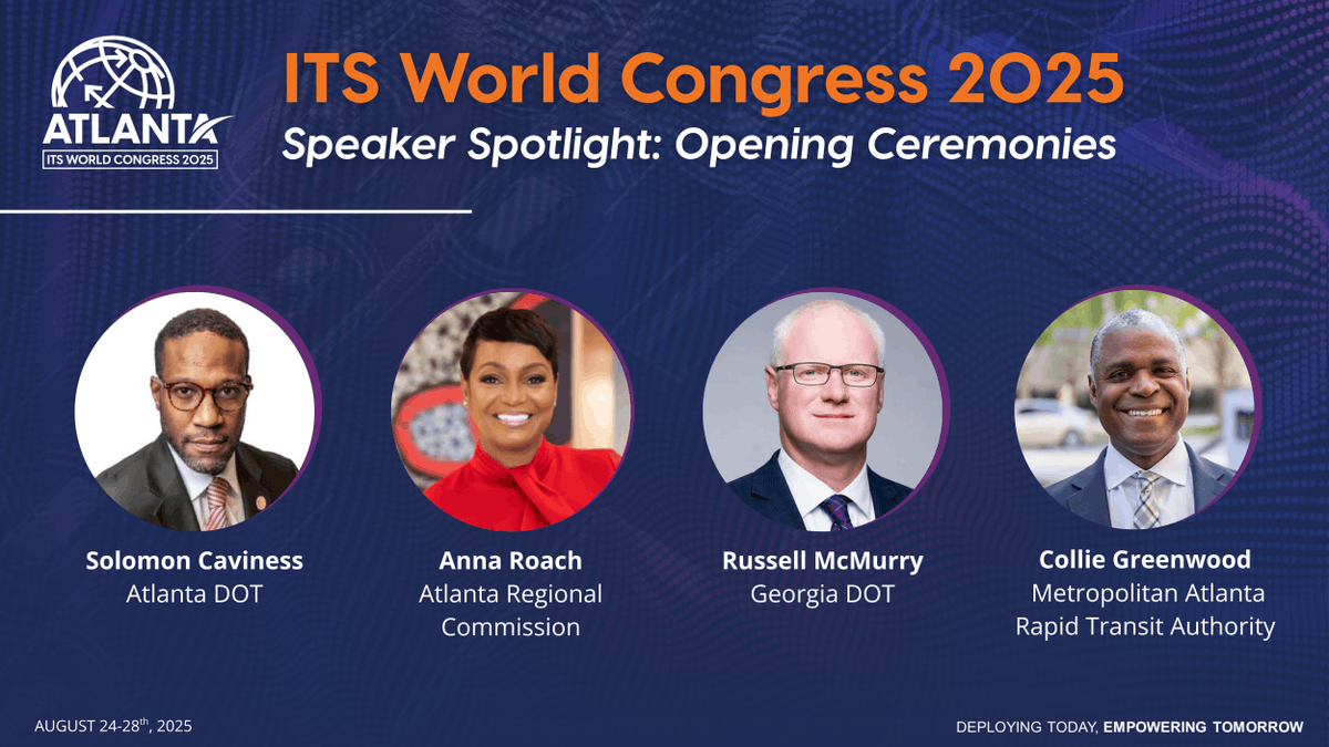 ITS World Congress 2025 Speaker Spotlight! ⭐ 

The Opening Ceremonies will kick off #ITSWC2025 with a bang at the Sidney Marcus Auditorium, Level 4 on Monday, Aug 25th at 9:45am.

Learn more: itsamericaevents.com/world-congress…